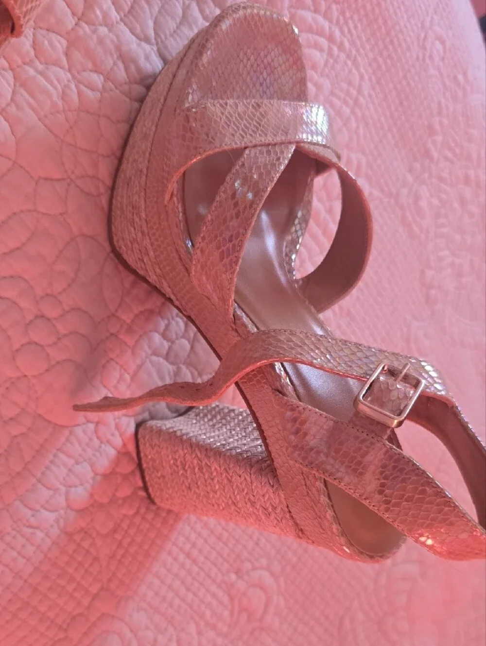 Castaner Gold Iridescent Wedge Sandals